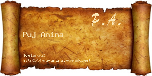 Puj Anina névjegykártya